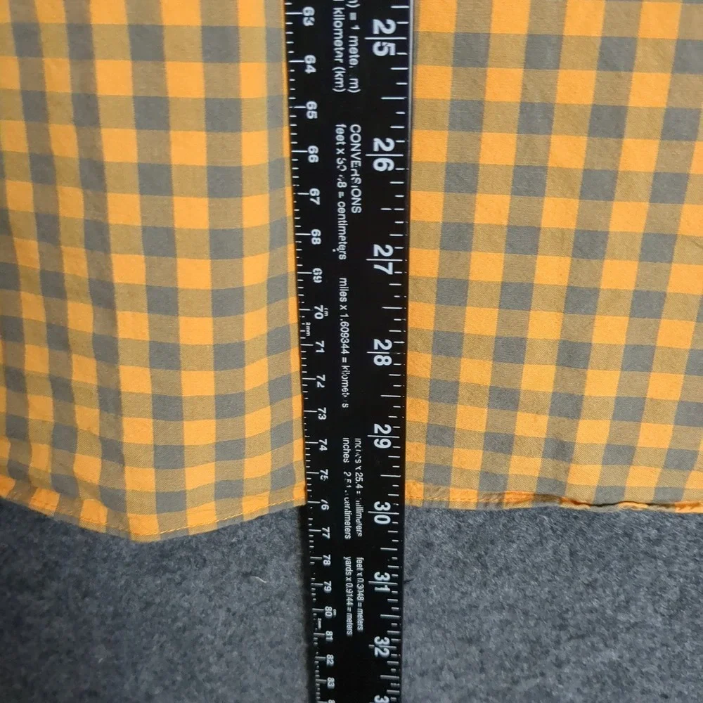 J.Crew Mens Large Tailored Gingham Button Down Shirt‎ Mustard Yellow Grey Cotton